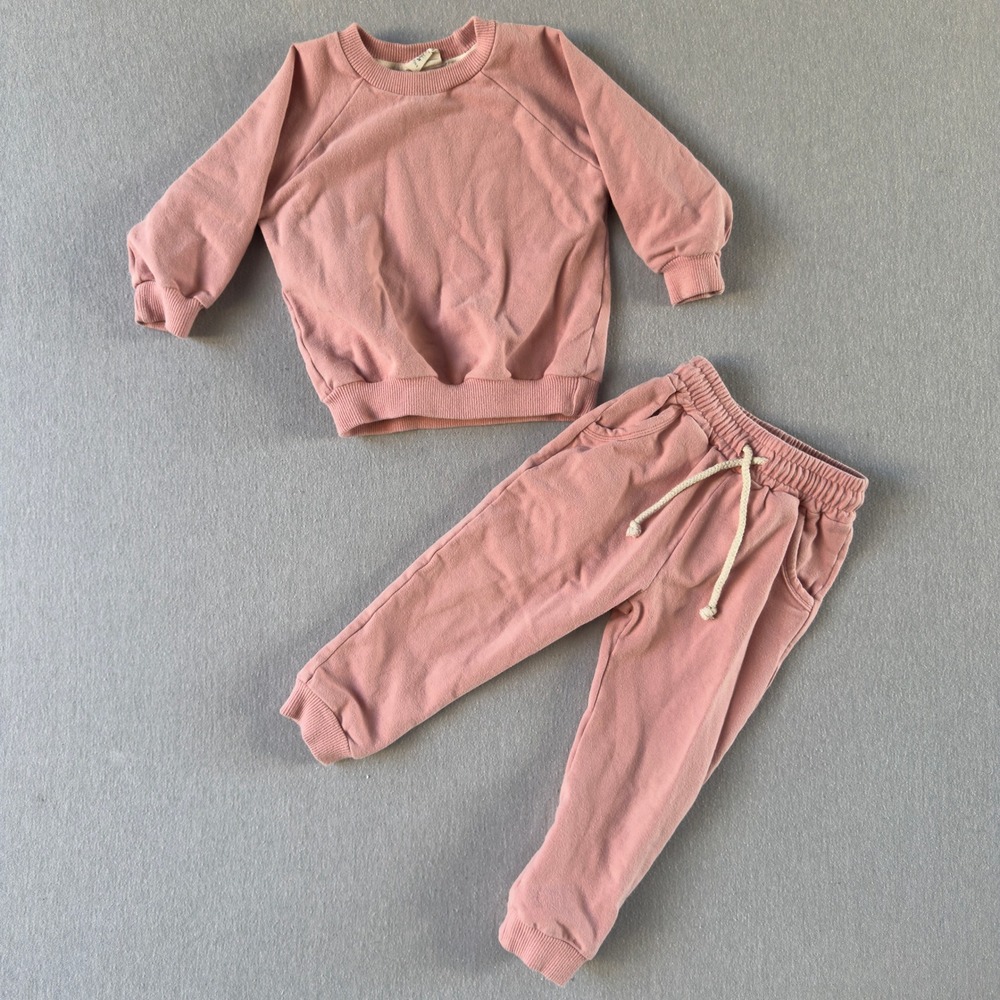 Sage +‎ Ivory Baby Sweatshirt & Sweatpants Set 2T Light Pink Outfit